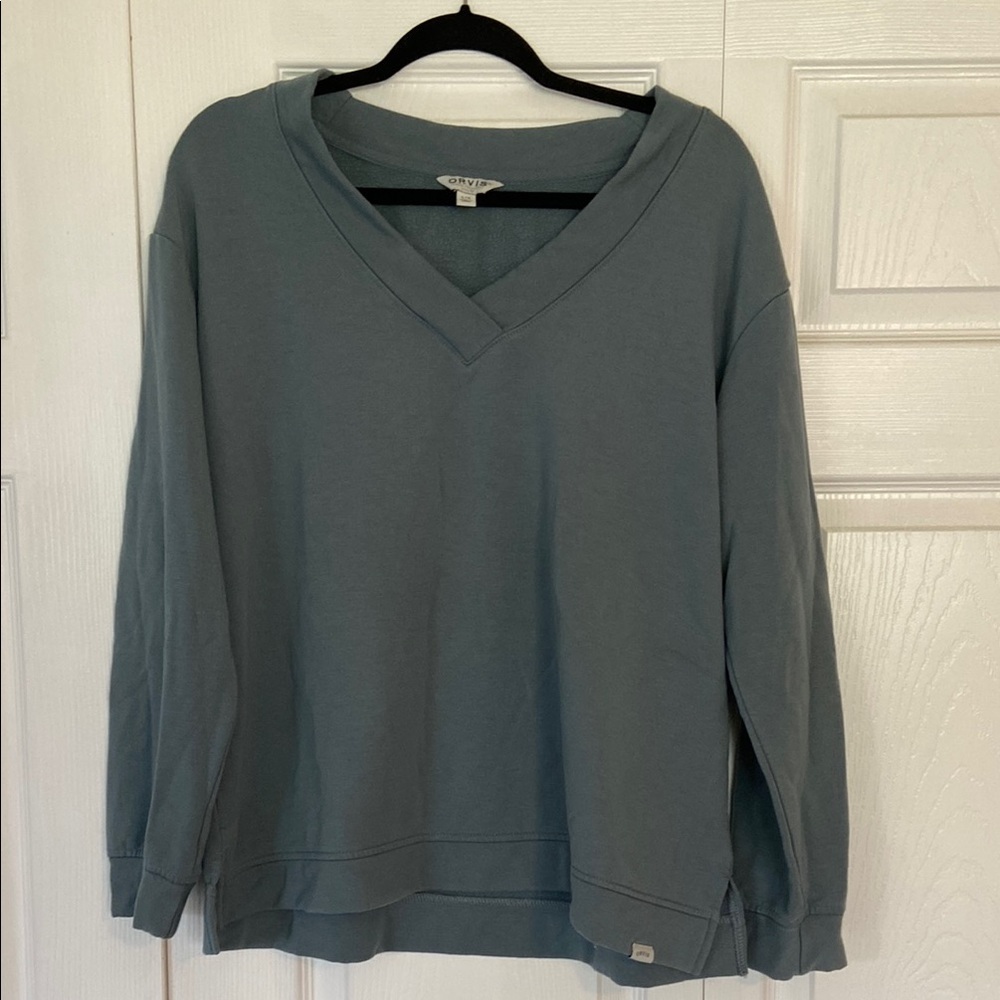 Orvis Blue V-Neck Sweatshirt